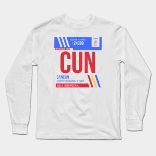 Cancun (CUN) Airport Code Baggage Tag Long Sleeve T-Shirt